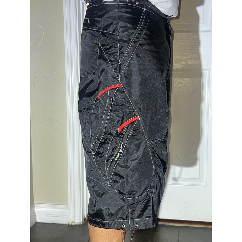LA Cable Extreme Cable Jeans Co Mens 34 Black Tech Cargo Shorts Y2K Streetwear - Picture 15 of 16